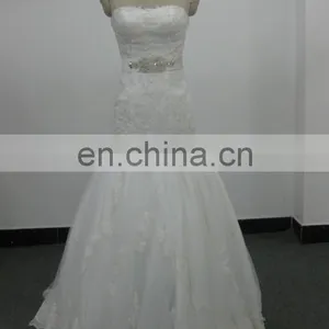 EBX-58 Backless Lace Beading Belt Wedding Dress | Chic Trumpet Dress thumbnail-1