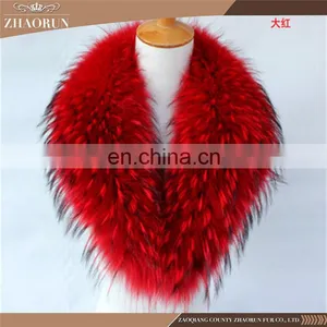 Colorful Good Sale Raccoon Fur Collar /Fur Collar And Scarf For Coat With Customized Size thumbnail-1