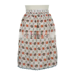 Floral Print Cotton Embroidery Pleated Skirt Old Women Skirt Guangzhou Clothing thumbnail-4