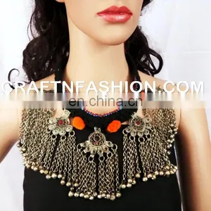 Indian Ethnic Old Coin Jewelry Afghanistan Kuchi Tribal Jewelry 1960s Vintage Beaded Kuchi Tribal Old Coin Necklace thumbnail-2