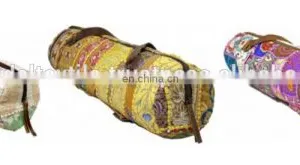 LEATHER Cross Body Yoga Bag Purse Banjara Style Yoga Bag Yoga Met Bag Ethnic Hand Embroidered Vintage INDIAN Kantha YOGA Mat Bag thumbnail-1