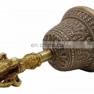 Tibetan Religious Brass Quality Bell Hand Vajra Dharma Objects Tibetan Buddhist Meditation Bells and Dorje Indian Antique thumbnail-5