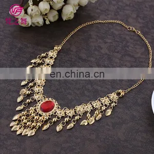 Tribal Egyptian Rhinestone Red and Blue Belly Dance Necklace Jewelry Accessory P-9004# thumbnail-1