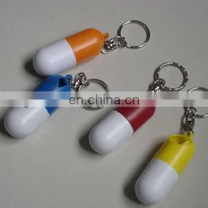 Portable Capsule Style Medicine Bottle Pill Box Keychain thumbnail-1