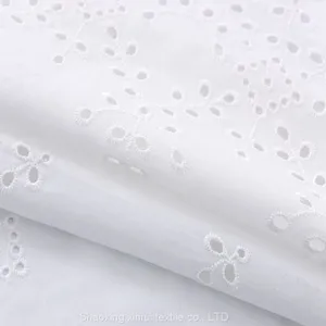 White Cotton Fabric Embroidered Fabrics for Clothing thumbnail-2