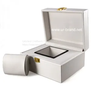 High-end Watch Gift Box White pu Leather Flip Watch Box Spot Wholesale thumbnail-1