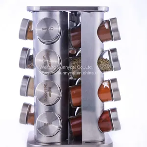 16 Jars Revolving Countertop Spice Rack Stainless Steel Seasoning Storage Organization for Kitchen thumbnail-4