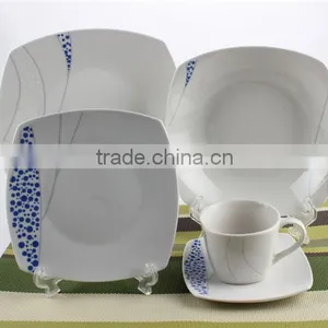 20 Pcs Porcelain Dinner Set With Part Decal Square Ceramic 20 Pcs Dinner Set thumbnail-3