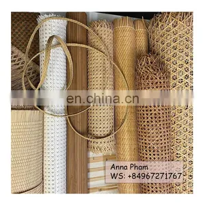 Factory High Quality Natural Mesh Rattan Cane Webbing Roll / Best Price Woven Bleashed Rattan Webbing Cane thumbnail-1