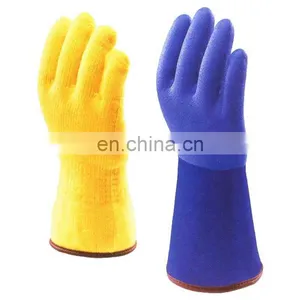 Fishing Thermal Oil Field Warm Cassimere Lined Cold Proof Blue Sandy PVC Glove, Hand Gloves, Rubber Glove thumbnail-1