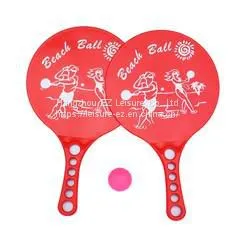 Popular Children Toy Sports Equipment Plastic Paddle Beach Racket 2 Paddle 1 Ball thumbnail-1