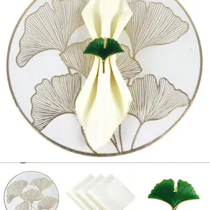 Cheap Wholesale Round Shaped Rattan Place Mat Blue Napkin Cloth And Rattan Napkin Ring For Wedding Budget Event Decoration thumbnail-2