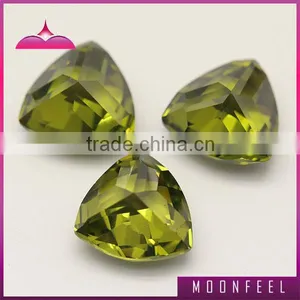 Uncut Peridot Triangle Shape CZ Diamond thumbnail-1