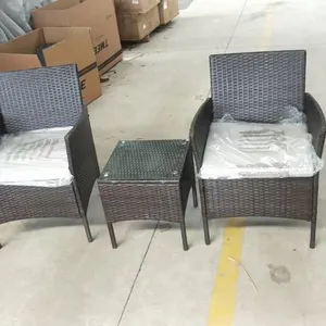 Modern Design 3-Piece Outdoor PE Rattan Garden Coffee Set Factory Direct Delivery Courtyard Portable Garden Sofa Set thumbnail-5