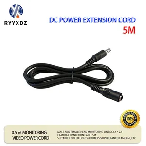 DC Male and Female 12V Router Camera Adapter LED Light Strip Car Equipment Power Extension Cable5-meter Plug thumbnail-1