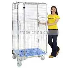 Luggage Hotel Logistic Storage Fold Wire Mesh 4 Sided Roll Cage thumbnail-1