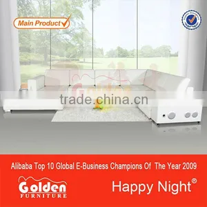 EM-ls6011# Golden Furniture White Leather Corner Sofas With Lamp thumbnail-1