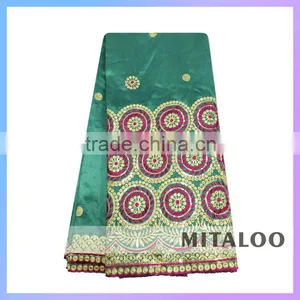 Mitaloo Leaf Green Silk George Lace Fabrics Hot Selling African Raw Silk George Fabrics for 2015 thumbnail-1
