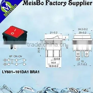 Six Pins On-on 12v Rocker Switch With Red Button thumbnail-1