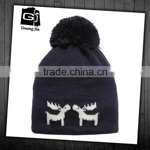 Wholesale Fashion Cheap Winter Acrylic Custom Beanie Hats With Pom Pom Knit Hat thumbnail-1