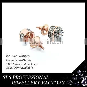 2016 Fashion 925 Sterling Silver Black Claw Rose Gold Plated Stud Earrings Jewelry thumbnail-3