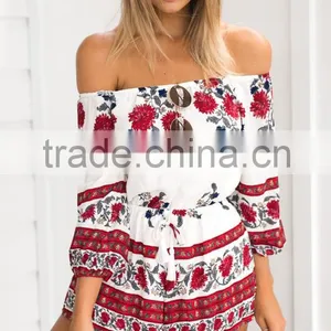2016 Walson New Designer Fanshion Dress Women Summer Boho Beach Wear 2 Pcs Set Crop Top & Pants thumbnail-3