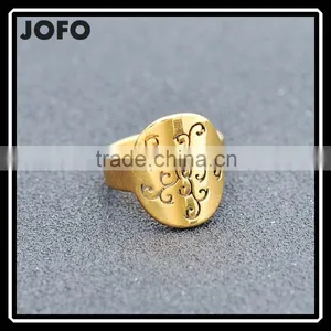 18K Gold Plated Stainless Steel Wedding Ring Indian Engagement Rings thumbnail-1