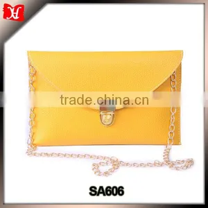 Fashion Yellow Evening Bags Envelope Clutch Crossbody Satchel Purse Leather Lady Bag thumbnail-1