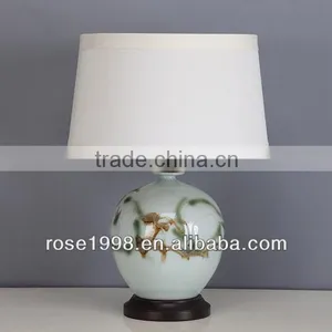 Small Ceramic Desk Lamp With Wood Base thumbnail-5