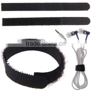 Black Reusable Hook And Loop Tape Cable Ties Tidy Straps Organiser thumbnail-3