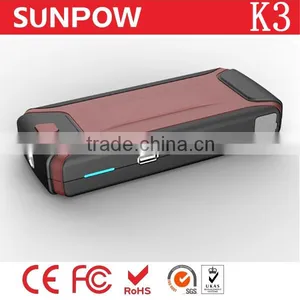 Sunpow 12000mAh Multi-Function Double Usb 12v Car Jump Starter Mobile Power Bank Battery Booster With Air Compressor thumbnail-2