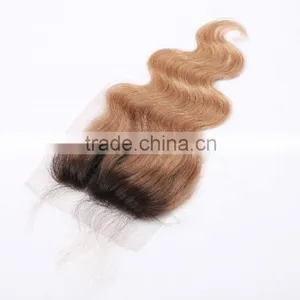 7A Philippine Virgin Hair Ombre #1b/#613 Color Way Body Wave With Closure 4x4 Lace Closure Bleached Knots Two Tone Top Closure thumbnail-4