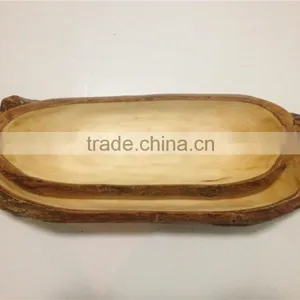 Handmade Natural Wood Cutlery Tableware Wood Plate Tableware Dishes For Restaurant thumbnail-2