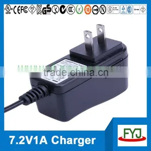 Lifepo4 Battery Charger 7.2v 1000ma au us uk eu Wall Charger for Lifepo4 Battery YJP-072100 CE-EMC CE-LVD RoHS thumbnail-2