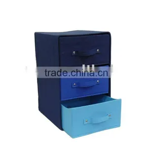 Black 3 Drawer Grid Storage Box thumbnail-1