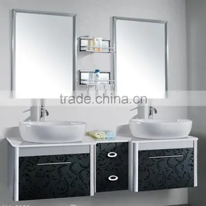 Double Basins Bathroom Cabinet With Double Mirrors thumbnail-1