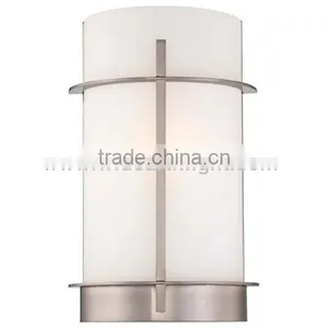 UL CUL Listed Factory Nickel Glass Wall Sconce With Cylinder Shade W80188 thumbnail-1
