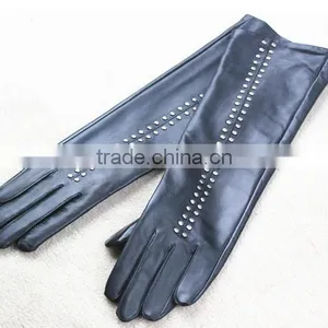 Rivet Fashion Ladies' Long Leather Hand Gloves With Sheep Leather Mix Color thumbnail-1