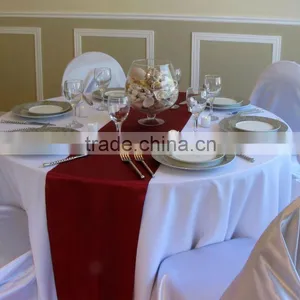 100%polyester Burgundy Satin Table Runner for Wedding thumbnail-1