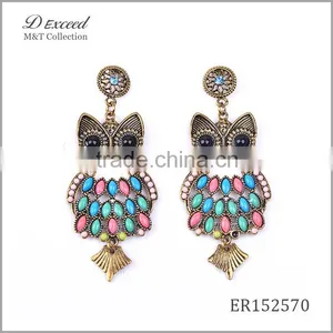 Wholesale Jewelry New Designs Ladies/Women's Vintage Ethnic Bohemian Earrings Owl Gold/Silver Plating Drop Earrings thumbnail-4