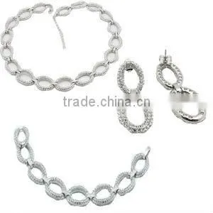 925 Silver Crystal Engagement Full Set Jewellery thumbnail-1