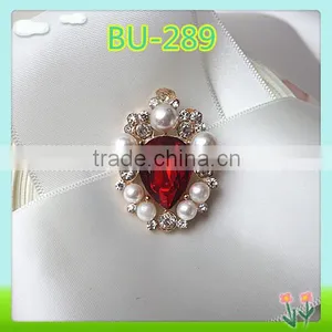 2016 Newest Design Decorative Red Crystal Rhinestone Button thumbnail-1