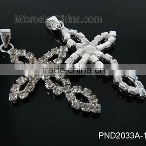 Fashion Black Color Copper Clear Rhinestone Cross Pendant Necklace Estate Jewel thumbnail-5