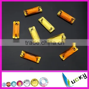 Jonquil Color 6*18mm Rectangle Shape Sew on Crystals/glass With Holes Flat Back Rhinestone thumbnail-4