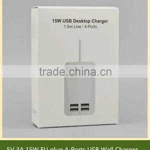 Original 5V 3A 15W EU Plug 4-Ports USB Wall Charger Adapter for IPhone 6 Desktop Charger Adapter With 1.5m Cable Line White thumbnail-4