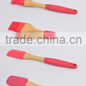 Food Grade Silicone Baking Tools Set Kitchen Cooking Tool With Wood Handle thumbnail-3