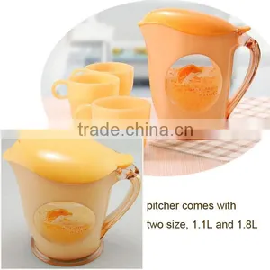 1.1 L Plastic Pitcher With Cups thumbnail-1