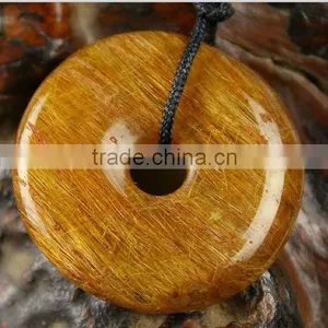 25mm Natural Rutilated Quartz Donut Shaped Pendant thumbnail-1