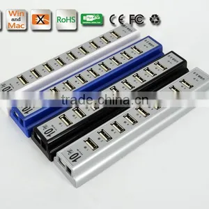 Wholesale Durable 10 Port Hi-Speed USB 2.0 Hub Splitter US Adapter AC Power For PC Laptop 3 Colors thumbnail-2