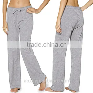 OEM Service Flat Braid Grey High Waist Elasticted Loose Fit Women Sports Long Pants thumbnail-1